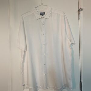 Charles Tyrwhitt White Linen Casual Button Down Shirt